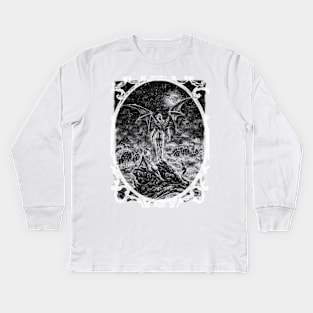 Devilish Wanderer Above the Sea of Fog and Dead Souls - Lucifer, Succubus, Fallen Angel, poster Kids Long Sleeve T-Shirt